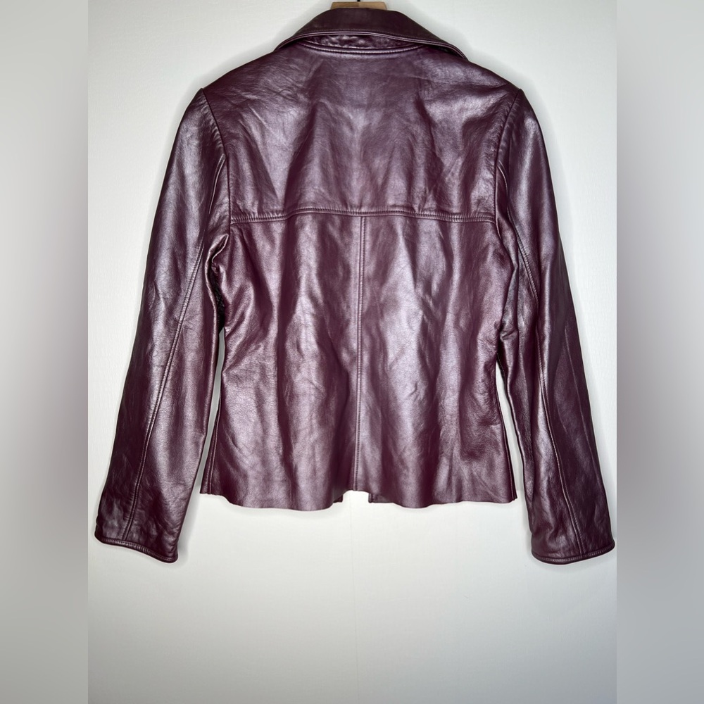 Vintage 90’s Metallic Purple Lamb Leather Jacket - Picture 9 of 13